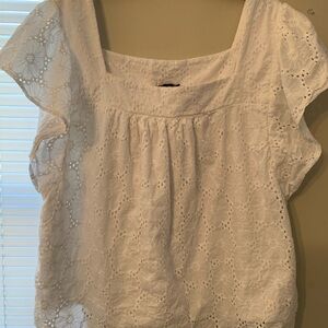 Lane Bryant White Floral Lace Blouse